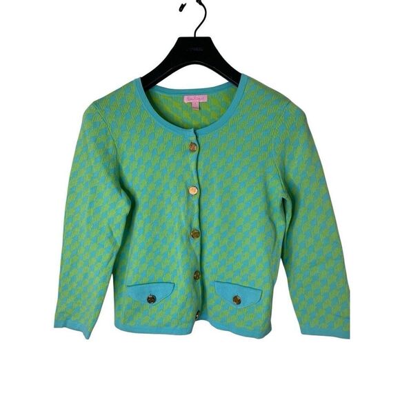 Lilly Pulitzer Sweaters - Lilly Pulitzer Donnie 100% cotton sweater cardigan houndstooth women's small